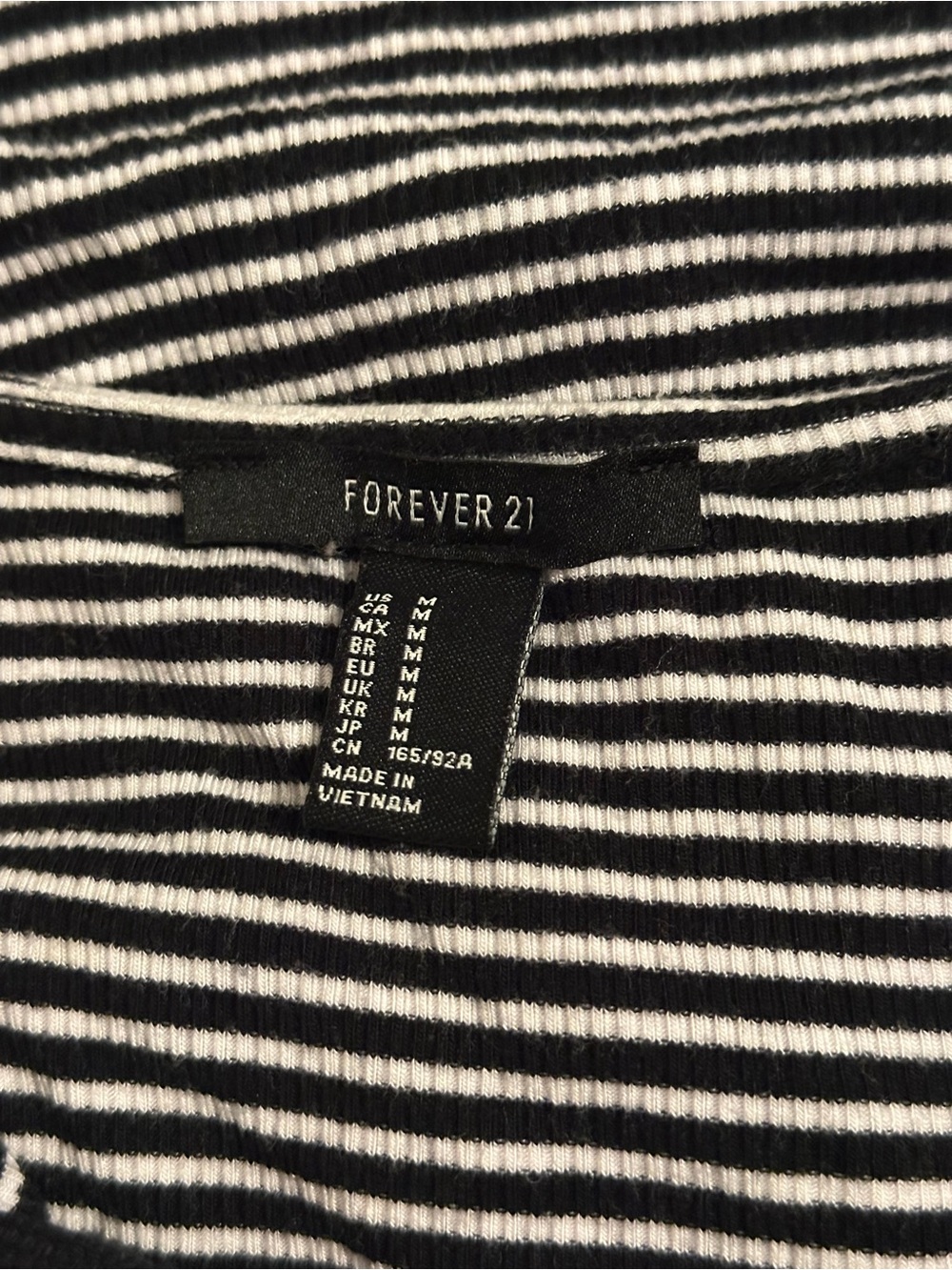 ❤️45-55% OFF BUNDLES🩷Forever 21 Black & White Striped Lace-Up Long Sleeve Crop - Picture 3 of 4
